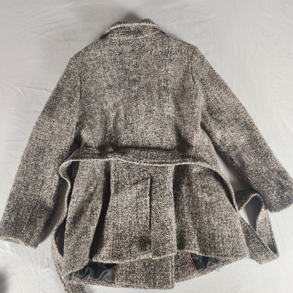 Calvin Klein Wool Blend Peacoat Jacket Womens Size 10 Brown Belted - Picture 6 of 11